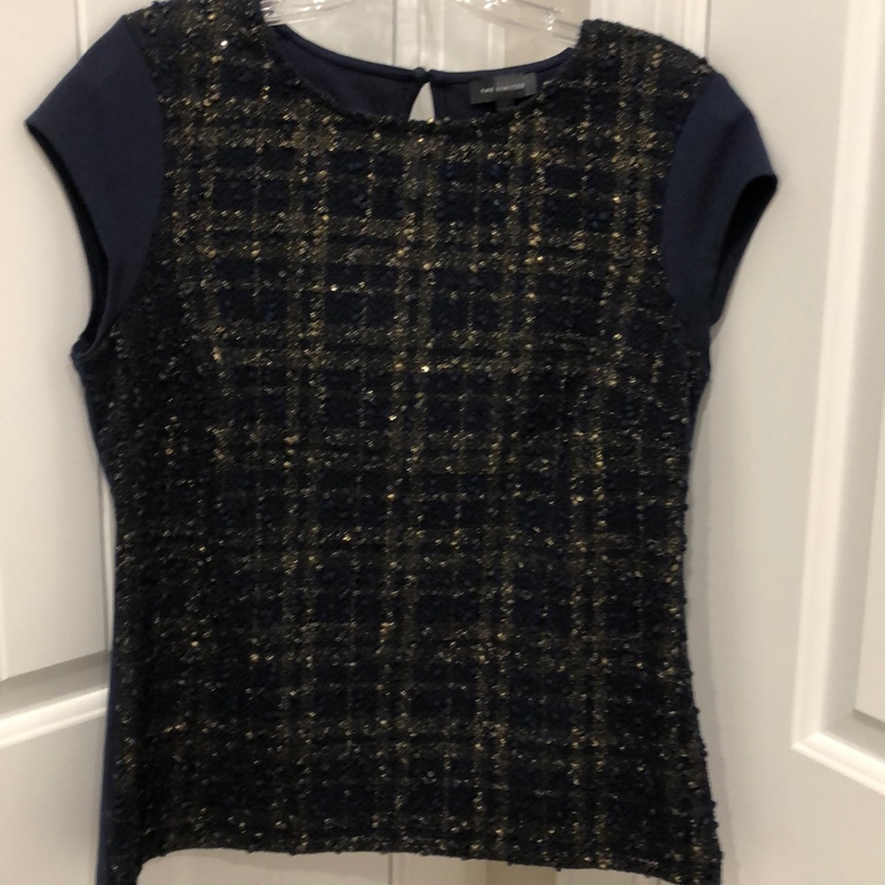THE LIMITED BLUE AND GOLD BLOUSE